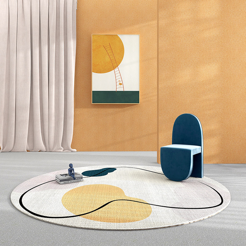 (One Blanket, One Painting) Modern minimalist abstract living room round carpet computer chair cloakroom bedside blanket can be customized