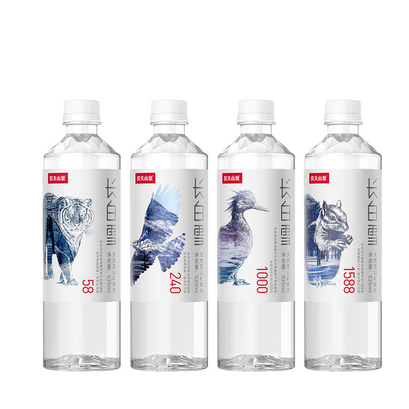 Nongfu Spring Changbaixue Natural Snow Mountain Mineral Water 535ml*24 Bottles FCL Drinking Water Summer Pattern Optional