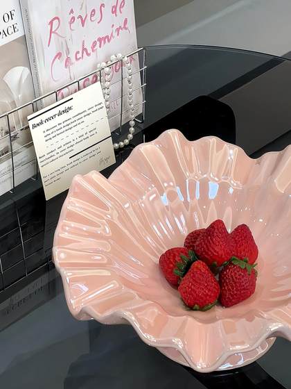 高颜值果盘陶瓷花边高档摆放零食创意水果盘客厅茶几家用2024新款