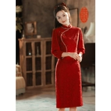Красное ципао, летнее вечернее платье, легкое свадебное платье, китайский стиль, подходит для подростков