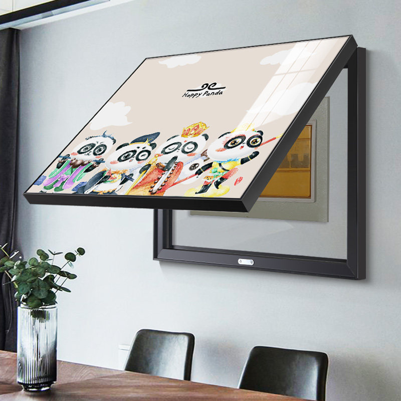Electric meter box decorative painting free punch living room distribution box hanging painting modern minimalist restaurant wall abstract panda mural