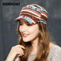  Kamon flat top hat womens autumn and winter hat casual all-match cotton army hat short brim youth printed cap