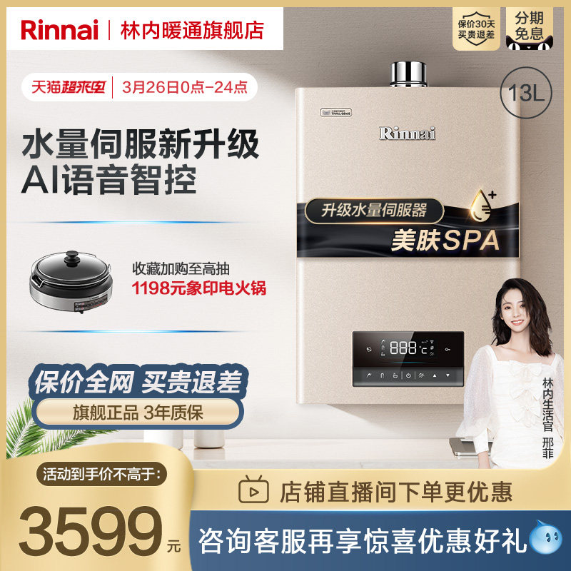 Rinne C08W gas water heater 13 liter natural gas home thermostatic intelligent water quantity servo safety strong row and frost protection