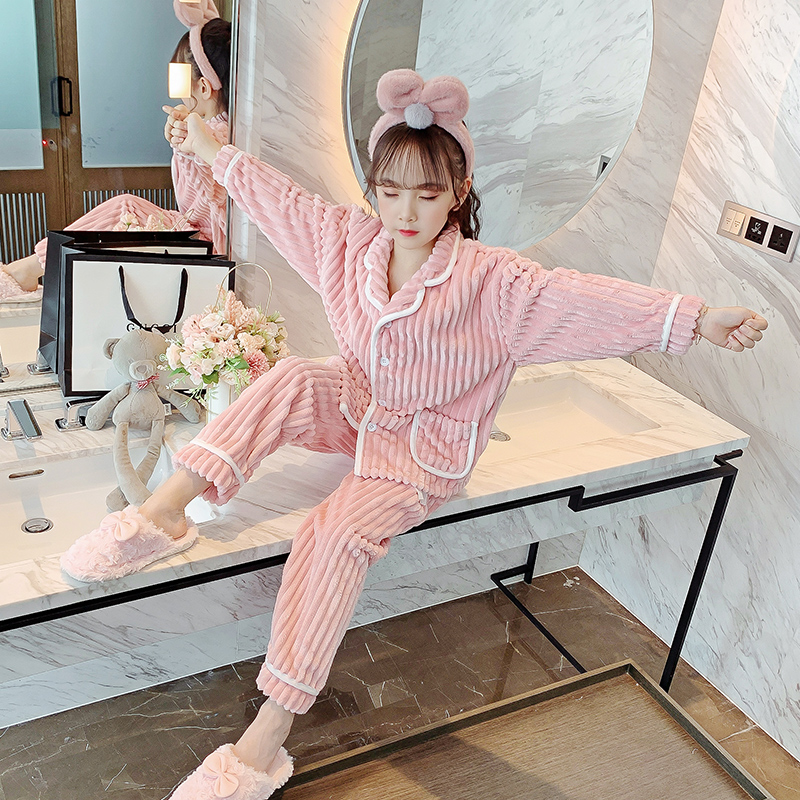Children's Family and Winter Coral Velvet Girl's Pajamas Frank Children's Family Clothes