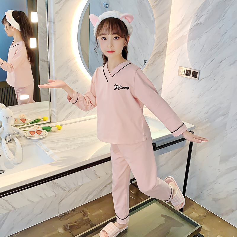 Children's pajamas girls spring and autumn cotton girls middle school children 2022 autumn autumn autumn long sleeves new style housewear