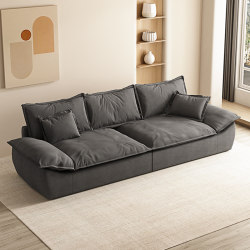 Italian Minimalist Tech Fabric Sofa for Living Room, Small Apartment Modern Simple Three-Seater Straight Row Genuine Leather Sailboat Sofa