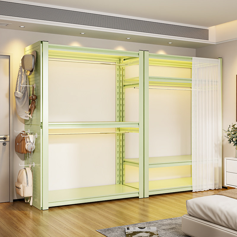 Shelf wardrobe home bedroom rental room simple assembly metal hole plate steel combination storage angle steel hanger