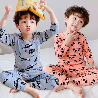 Baby autumn clothes set pure cotton long-sleeved children's underwear Autumn and winter brushed cotton boys sanitary pants warm cotton sweater