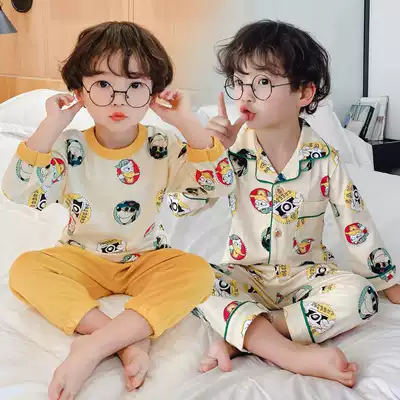 Spring and Autumn Cotton Boys Pajamas Children Children Children Boy Set Spring Pullover Children Baby Home Clothes