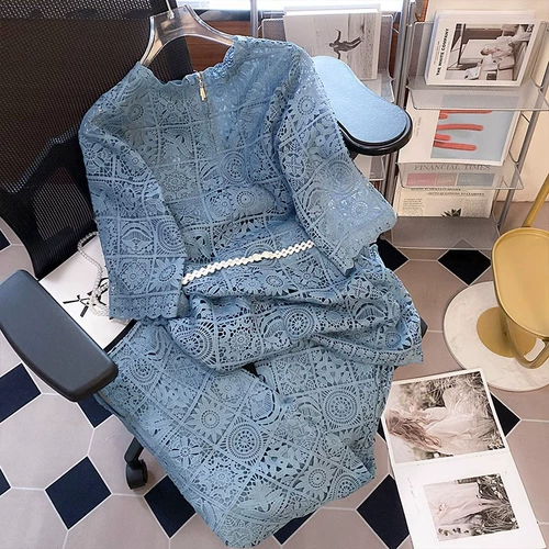 Кружевные летние штаны, тонкий элитный комплект, в западном стиле, в стиле Шанель