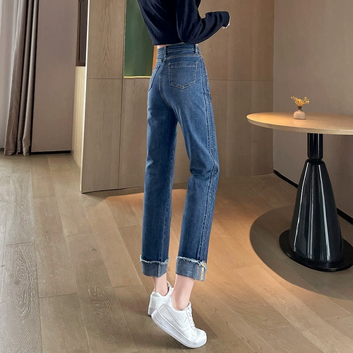 Весенние прямые свободные джинсы, штаны, коллекция 2023, высокая талия, свободный крой, подходит для подростков