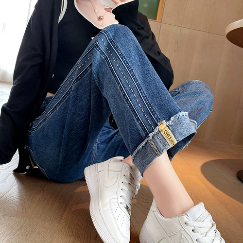 Весенние прямые свободные джинсы, штаны, коллекция 2023, высокая талия, свободный крой, подходит для подростков