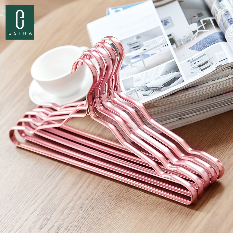 Aluminum alloy hanger no trace can't afford bag anti-skid anti-wide shoulder angle drying rack household hanging clothes clothes hanger drying rack