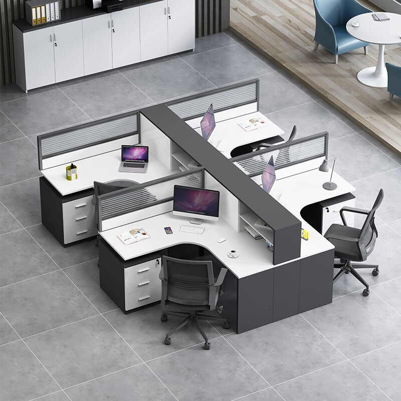 Desk Chair Composition Staff Table Modern Office Furniture All Four Employees Table Computer Desk Screen Office Space