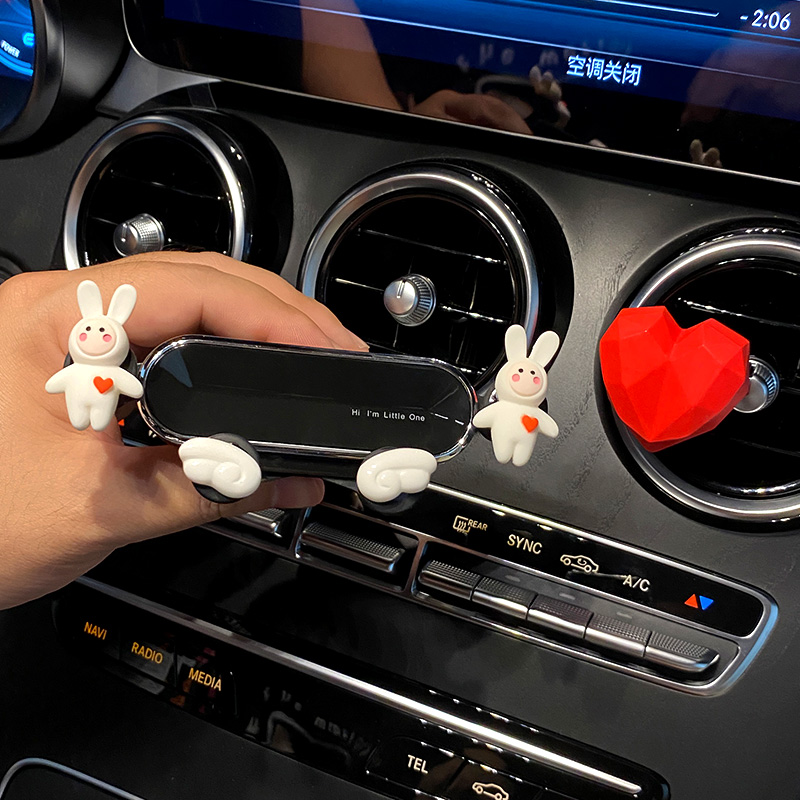 Car mobile phone on-board mobile phone bracket Creative cartoon cute air outlet bites Cat Universal Multifunction Internet Red Goddess