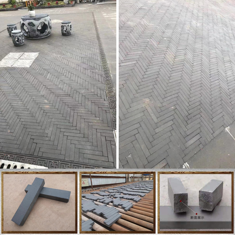Antique-Style Green Brick Herringbone Paving Small Brick Strips for Courtyard Clay Green Brick Cultural Brick Outdoor Ancient Building Floor Tiles