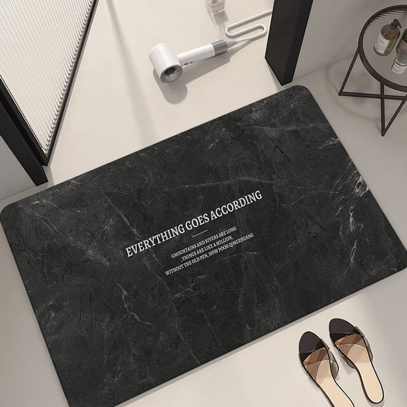 Dark Bathroom Floor Mat at the Entrance of the Bathroom, Soft Diatomaceous Earth Absorbent Mat, Non-Slip Quick-Drying Foot Mat, Toilet Bathroom Carpet