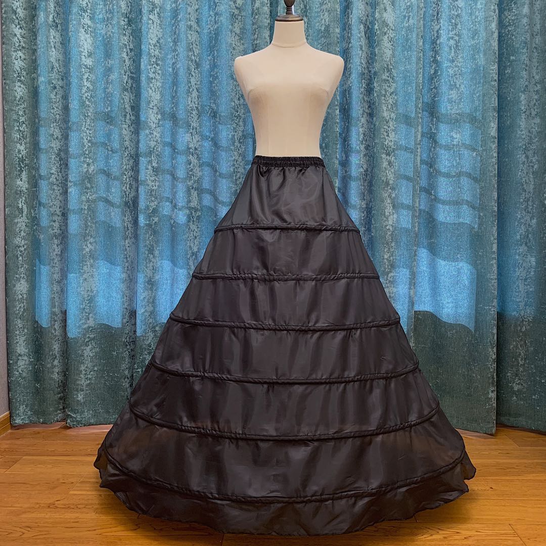 New bride's six-circle wedding dress skirt support lolita black tutu skirt performance costume petticoat without yarn increase adjustable