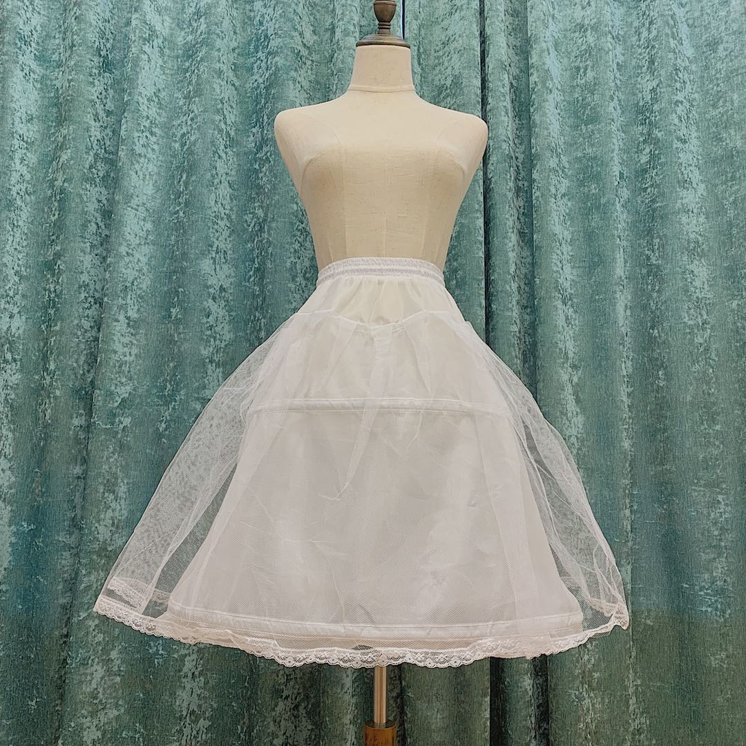 Skirt brace adjustable two-ring steel wreath plus lace white lo skirt inside the elasticated belt Lolita midi petticoat everyday