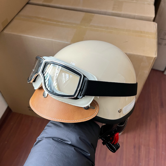 Retro 3C Certified Summer Harley Motorcycle Electric Vehicle Half Helmet Japanese Style Scoop Helmet Unisex Motorcycle Helmet