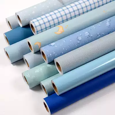 Light blue wallpaper self-adhesive bedroom warm dormitory decorative paper waterproof and moisture-proof background room solid color refurbished stickers