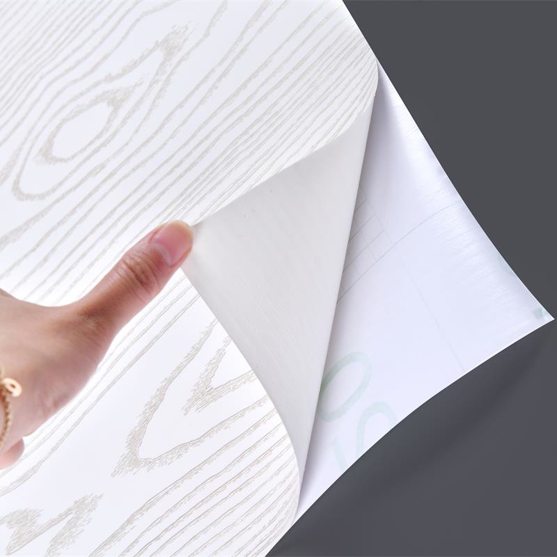 Thickened pure white wood grain sticker furniture renovation door sticker wardrobe tabletop cabinet waterproof scrubbable self-adhesive wallpaper