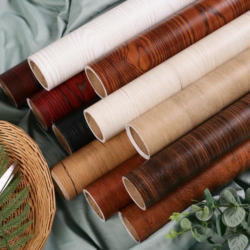 Thick waterproof 10 m wood sticker furniture renovated self - sticking tabletop old closet cabinet imitating wood - taped self - sticking wallpaper