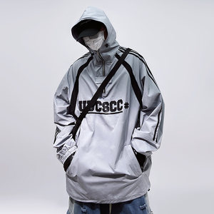 Uucscc hip-hop trendy brand hooded windbreaker ins loose large size sun protection clothing summer thin jacket sportswear men