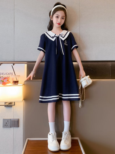 女童夏季连衣裙2025新款学院风polo裙子中大童网红运动裙女孩夏装