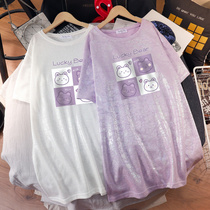 Net red maternity dress summer coat large size short sleeve T-shirt long loose fashion summer pregnancy clothes