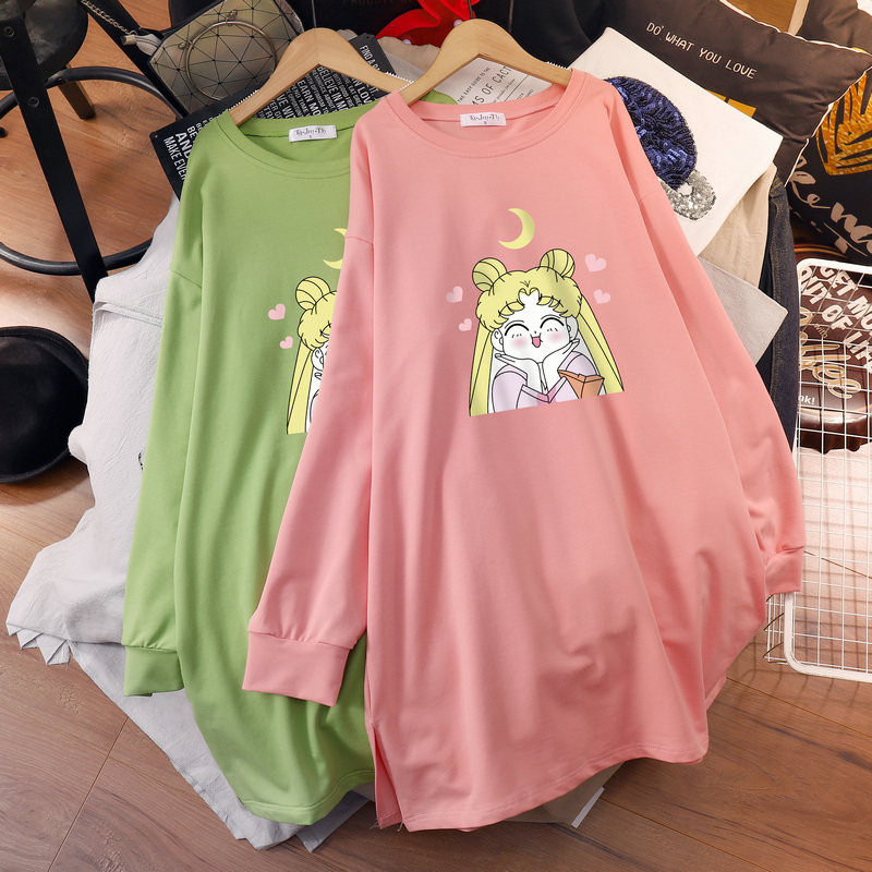 Pregnant woman's dress thinner thick cotton T women's autumn clothes 2022 loose large size Sizes Foreign Pie Fashion blouses Not Explicitly Pregnant dresses