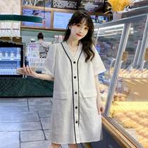 Radiation-proof maternity clothes for summer work during pregnancy computer concealed bellyband suspenders Internet celebrity temperament dress