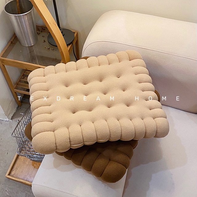 TEXDREAM ໜາ plush biscuit cushion square office sedentary cushion tatami mat chair cushion ງາມ