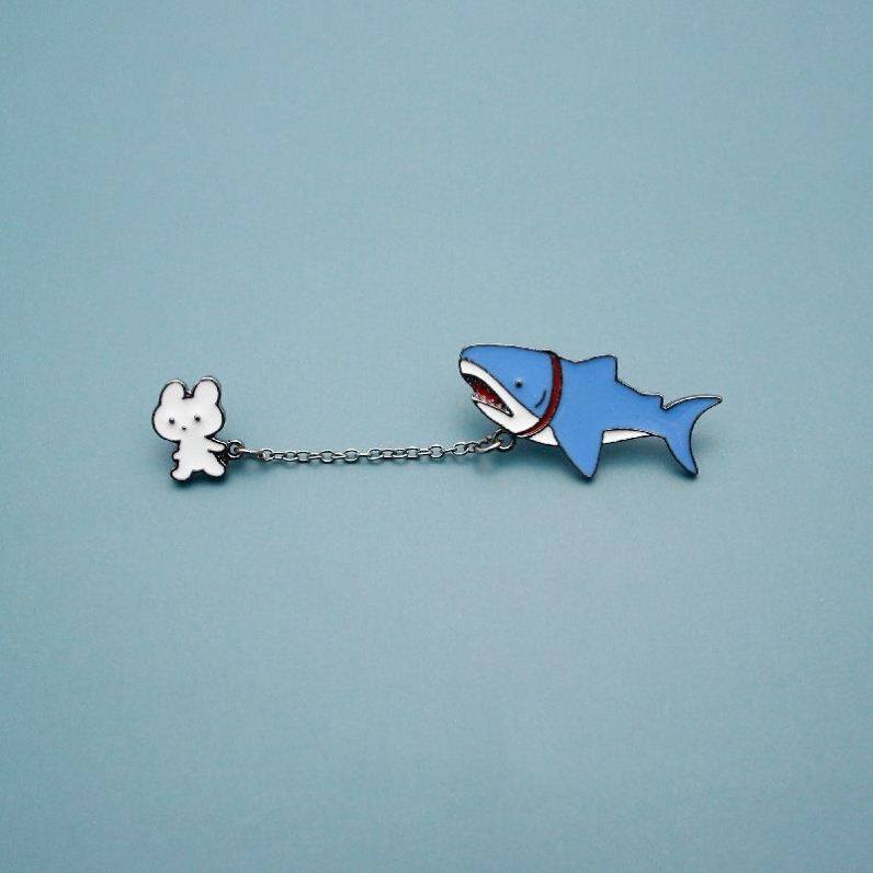 Little shark hangs doll bag with cute creative doll gift keykeybuckpack for men and women personality