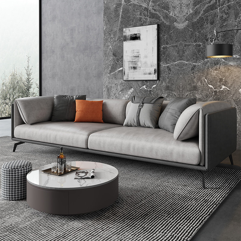 Italian style technology cloth down sofa modern minimalist living-room small family trio position straight line light and luxurious style sofa