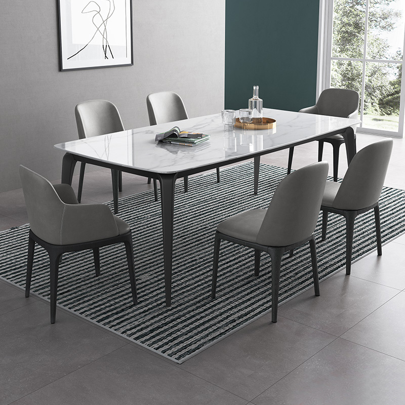 Italian Minimalist Rock Plate Table Modern Minima Small Family Dining Table Rectangular Light Lavish Marble Dining Table And Chairs Combination