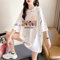 Pregnant woman summer dress short sleeve T-shirt loose fashion thin dress with big code blouse blouse womens dress Summer half sleeves Compassionate Summer