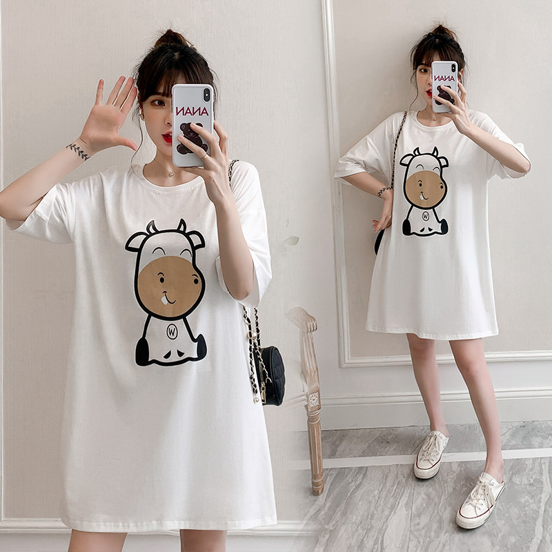 Pregnant women summer dress short sleeve tops pregnant woman T-shirt summer cotton loose large size medium and long edition fashion dress