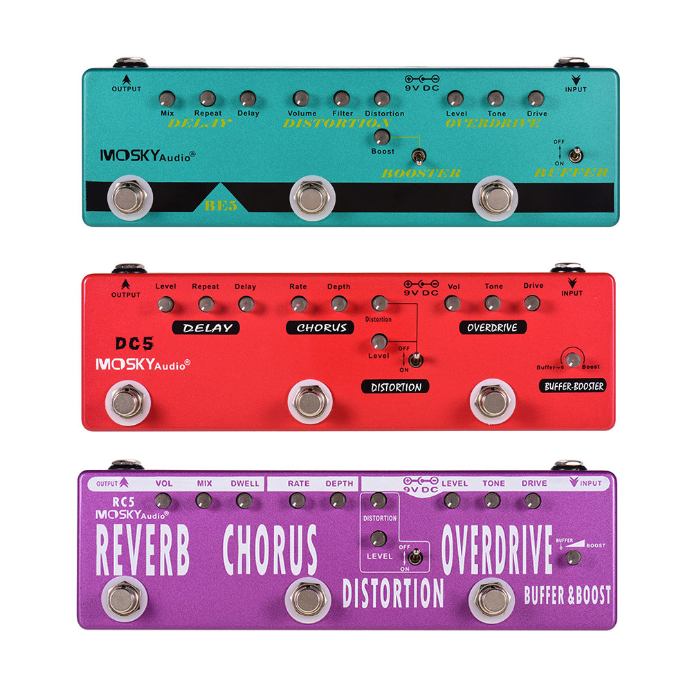 Mosky integrated effects electric guitar bass universal distortion overload mixer delay buffer excitation 5 in 1