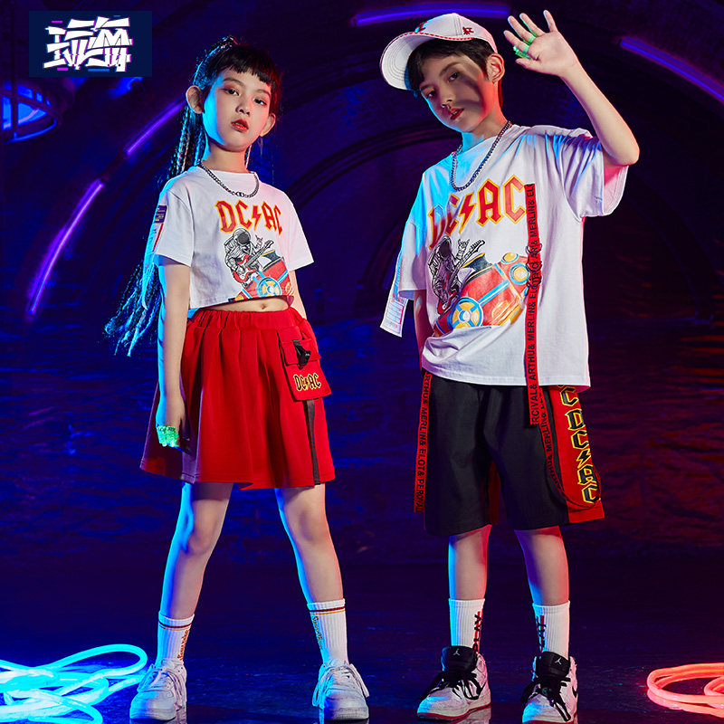 Children's Children's Costumes Hip-hop Children's Suits Guochao Boys Hip-Hop Handsome Trendy Clothes Girls Sports Performance Clothes