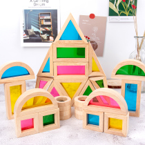 Birthday gift for wooden acrylic rainbow block baby and child puzzle toy creative window