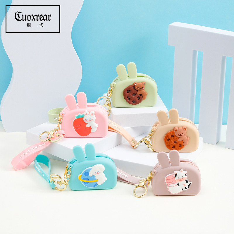 Zero Wallet Woman Mini Student Korean Version Key Bag Cute Cartoon Coin Bag Mouth Red Containing Bag Silicone Gel Headphone Bag