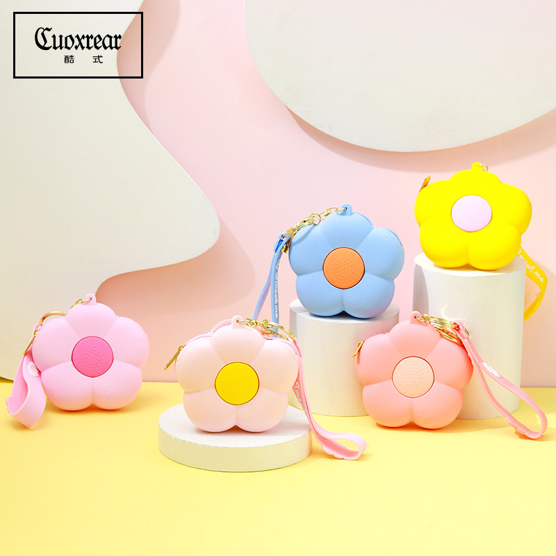 Flowers Silica Gel Zero Wallet Mini Cartoon Cute laced Purse Girl Schoolgirl Hands With Coin Headphones Bag Pendant