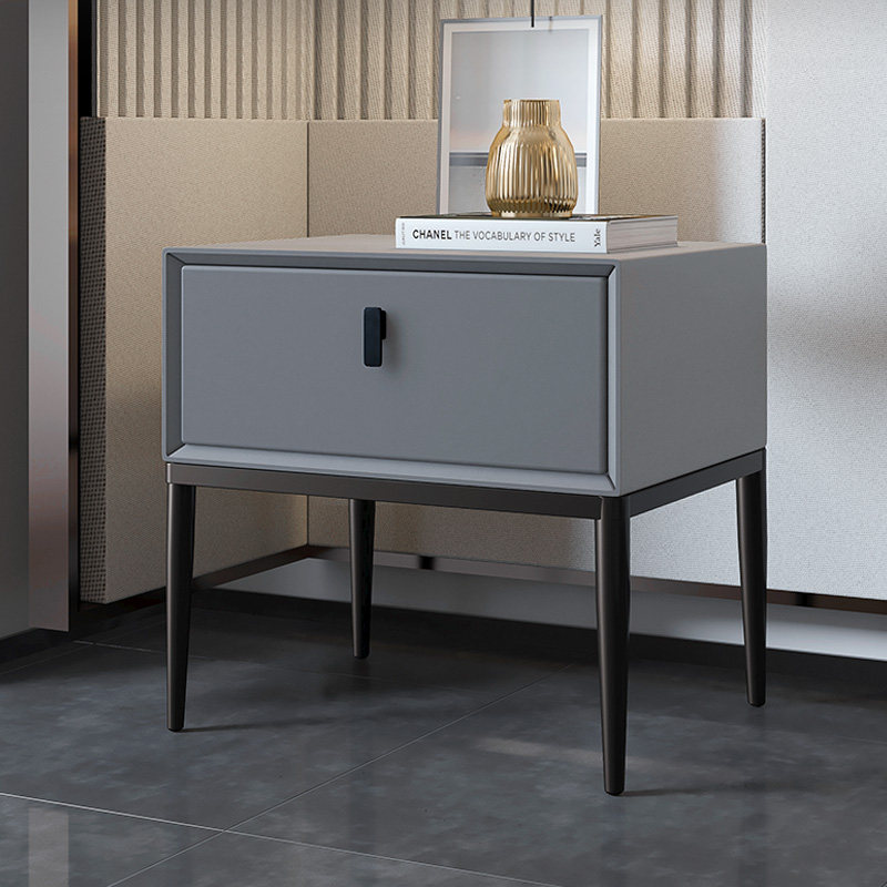 Nordic light luxury bedside table simple modern bedroom solid wood small bedside cabinet Net red leather simple bedside small cabinet