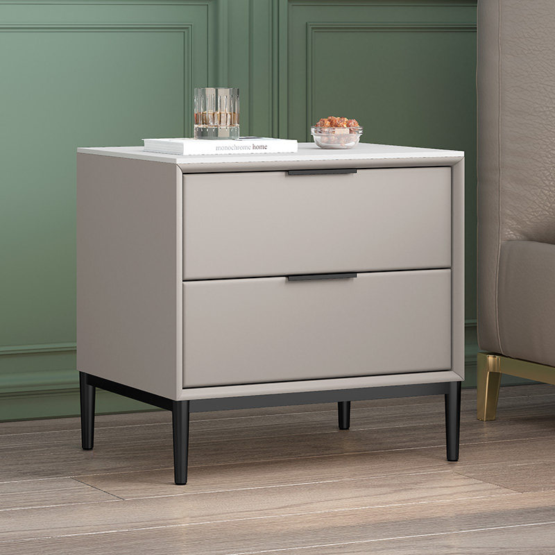 Light luxury bedside cabinet modern minimal bedroom solid wooden minimal soft-bag bed cortex cortex easy