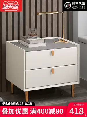 Modern light luxury rock board bed cabinet shelf Net red solid wood Nordic style ins white simple Italian bedroom cabinet