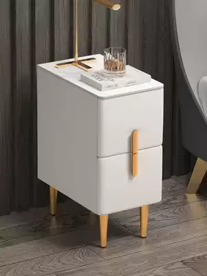 Light luxury Rock board bedside table modern simple bedroom super narrow bedside cabinet Net red mini cabinet solid wood storage cabinet