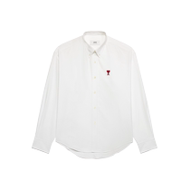 AMI mens and womens same style classic love style red love solid color casual cotton loose long-sleeved shirt