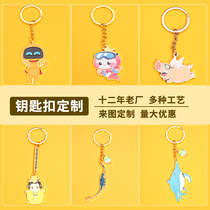Metal key buckle customized enterprise logo activity acrylic car decoration cartoon cartoon animation key chain customization