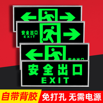 Night Wall Sticker Safe Exit Emergency Light Light Sign Fire Sticker Fluorescent Indicator Light Channel Warning